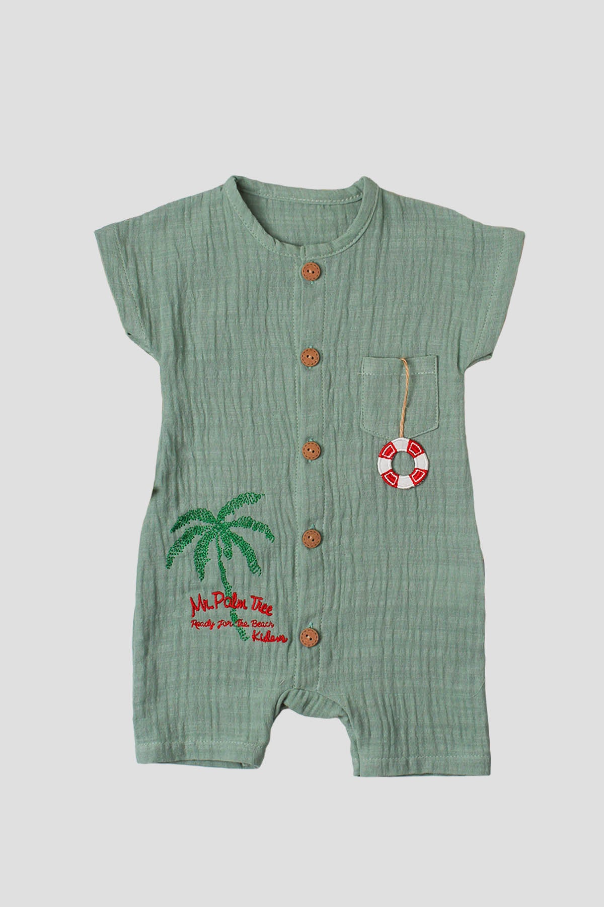 Unisex Organik Kumaş Çiçek Desenli Bebek Elbisesi 0-12 Ay